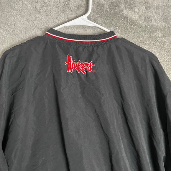 Vintage Nebraska Huskers Pullover Jacket Y2K College Streetwear XL Black Red - Picture 2 of 6